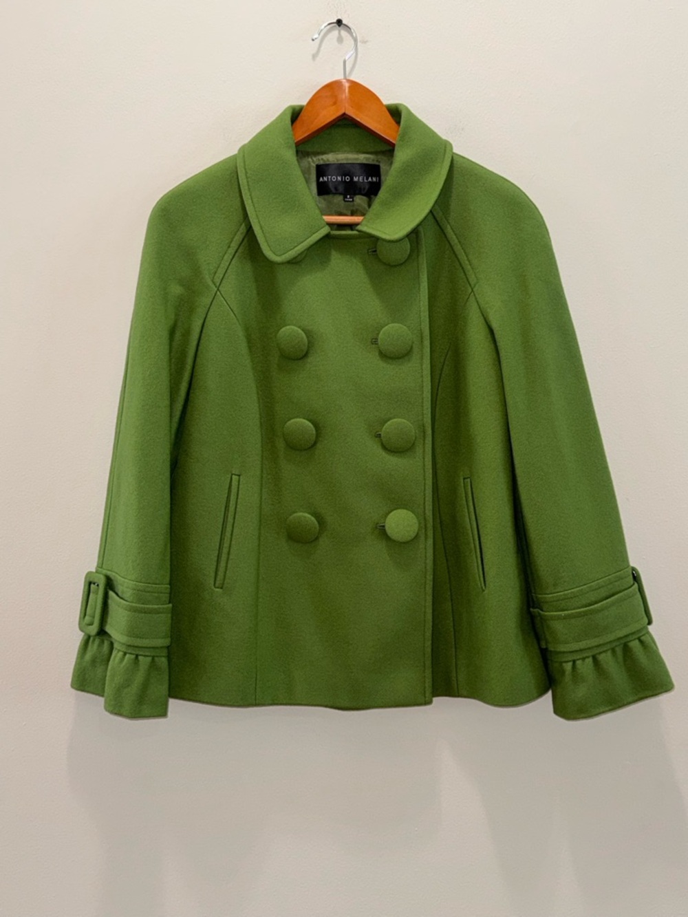 Antonio Melani Chartruese Green Wool blend Cuff detail Double breasted jacket, - Picture 9 of 11